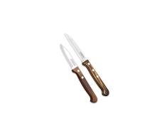 Tramontina Juego de cuchillos: cuchillo de fruta y cuchillo de cocina universal, acero inoxidable, mango de madera, apto para lavavajillas