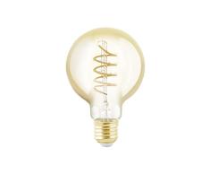 EGLO LED E27 regulable, LED espiral Globo, bombilla vintage ámbar para iluminación, 4 vatios (equivalente a 25 vatios), 245 lúmenes, blanco cálido, 2200k, foco Edison G80, à 8 cm
