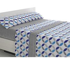 SABANALIA - Juego de sábanas de coralina Julia - Gris-Azul, Cama 150
