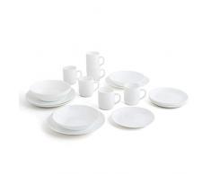 Arcopal Zelie Vajilla Blanca Completa para 6 Personas 24 Piezas Llanos, hondos, 6 Platos Postre y 6 Mugs, Vidrio Opal