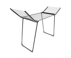 Relaxdays Tendedero Plegable, Soporte Secar Ropa, de Pie, 104x169x54,5 cm, Extensible, Longitud de Tendido: 13 m, Negro, Hierro, 1 Unidad
