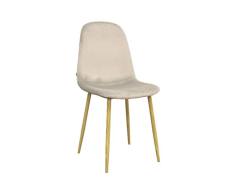 ZONS â Lote de 6 sillas de comedor de terciopelo, color beige y madera