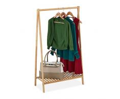 Relaxdays Perchero de madera de bambÃº, con estante, pasillo y salÃ³n, 120 x 67 x 35 cm, color natural