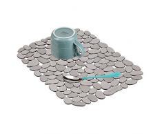 InterDesign Pebblz Protector de Fregadero, Alfombrilla escurreplatos Grande en plÃ¡stico, salvaplatos Recortable para Pila, Gris Grafito