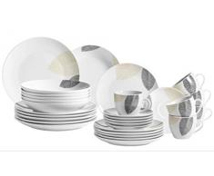 MÃSER Jona Juego de vajilla para 6 Personas, 30 Piezas, con Formas sin Bordes, Porcelana, Blanco