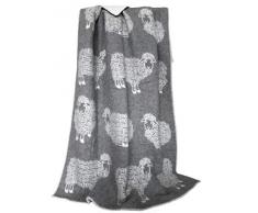 Silkeborg Wolli - Manta Reversible (100% Lana, 130 x 200 cm), Color Blanco y Gris
