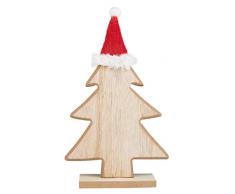 Unbekannt Árbol de Navidad III de Madera con Gorro de Papá Noel, Aprox. 24 x 14 x 5 cm, decoración para Navidad, Adviento y en Invierno, Color marrón