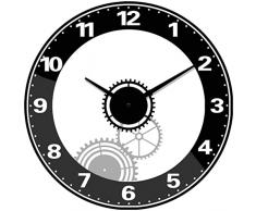 BUVU Relojes de Pared, Blanco y Negro, 34x34cm