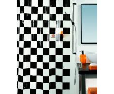 Spirella colección Matto, Cortina de Ducha Textil 180 x 200, 100% Polyester, Negro, PVC, Blanco, 180 x 200cm