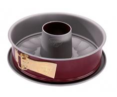 Dr. Oetker 2487 - Molde Horno Redondo Desmontable 2 fondos antiadherente 26x6,5cm. con base anti-goteo, interior gris y exterior granate