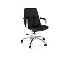 hjh OFFICE 661004 Silla de Escritorio giratoria SARANTO Cuero Negro, Silla de Oficina, Altura Regulable, diseÃ±o Retro