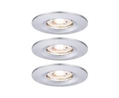 Paulmann IP44 94303 Luminaria empotrable Nova Mini LED Coin, juego de 3, redonda, fija 3x4Â W foco de techo, cromo, aluminio, blanco cÃ¡lido 2700Â K 12 W, 3er (Chrom)