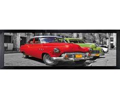 Cuadro en marco, póster moderno de pared artÃstico, varios temas 35 x 100 cm (coche rojo y verde)