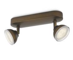 Philips myLiving Toscane - Barra de focos, LED, 2 luces, iluminación interior, luz blanca cálida, IP20, color bronce
