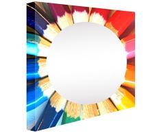 Ccretroiluminados Lapices de Colores Espejo Retro Iluminado Dormitorio Infantil, AcrÃ­lico, Multicolor, 100x100x5,3 cm