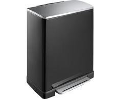 EKO Recycle E-Cube - Papelera con Pedal, Metal, 34,5 x 50 x 65 cm, Metal, Negro, 34.5 x 50 x 65 cm
