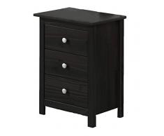 Dogar Tabac - Mesita 3 cajones, 63 x 43 x 35 cm, Madera, Color wengue