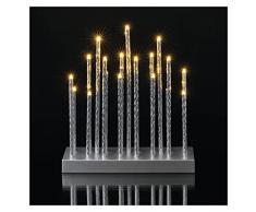 EMOS Candelabro LED con 19 Velas, Color Plateado con Efecto Brillante, Funciona con Pilas, 3 Pilas AA, Interior IP20, funciÃ³n de Temporizador de 6/18h, 28,5 x 25 cm