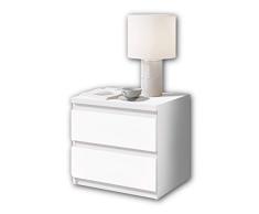 Stella Trading OLLI Dos cajones en Color Blanco-Mesita de Noche Moderna con Espacio de Almacenamiento para su Cama, Madera de ingenierÃ­a, 45 x 44 x 38 cm