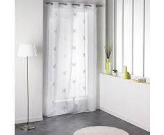 Douceur d Interieur 140 x 240 cm, diseño de Rayas, Cortina de Voile, papilu de plástico Anillos, Blanc White