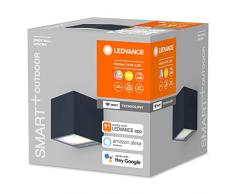 LEDVANCE SMART+ WI-FI BRICK RGBW 8,5cm- Aplique LED regulable gris oscuro con carcasa de aluminio de alta calidad, cuadrado, control de color RGB, 14 W, 3000 Kelvin blanco cÃ¡lido, 600 lÃºmenes, IP44