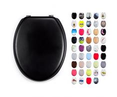 MSV 140342 - Asiento de inodoro con sujeciÃ³n de acero inoxidable (madera DM, 42,5 x 36,5 x 1,6 cm), color negro