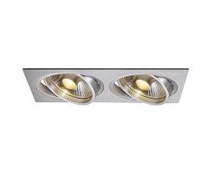 Slv Aluminio New TRIA 2 / Foco, luz de inundación, proyector Techo, luminaria empotrable led, iluminación de Interior / GU10 75 W, 31.5x16.5x12 cm