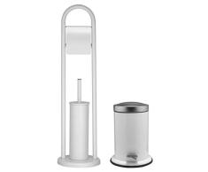 Sealskin Acero Set Conjunto Portarrollos y escobilla WC Combinados con una Papelera con Pedal, Blanco