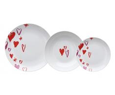 Tognana, Madison - Vajilla para 6 personas, 18 piezas, porcelana blanca y roja