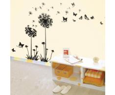 WALPLUS - Pegatinas Decorativas para Pared despegables (PVC), diseño de Dientes de león, Color Negro