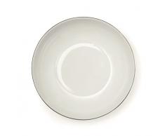 Excelsa Platinum Plato Hondo, Porcelana, Blanco/Borde Plateado, 21Â x 21Â x 4Â cm