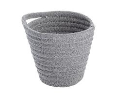 Wenko Cesta de baño Soria gris - contemporáneo cesta de almacenaje para el baño, el aseo para huéspedes y el hogar en general, Algodón, 12.5 x 12 x 14.5 cm, Gris
