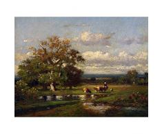Jules Dupre Landscape With Cattle C1865 Painting Art Print Canvas Premium Wall Decor Poster Mural Paisaje Pintura pared Pï¿½ster