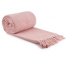 Emma Barclay Manta Honeycomb de algodÃ³n reciclado lisa con textura gofrada para sillÃ³n y sofÃ¡ en rosa rubor, 50 x 60 (127 x 152 cm)