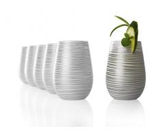 StÃ¶lzle Lausitz Taza Twister, 465 ML, 6er Set, Se Puede Utilizar Universalmente, para Agua, Zumos, CÃ³cteles, Vino, Soporte de Vela, BÃºcaro, Apto para Lavavajillas - Blanco (Mate), Plata
