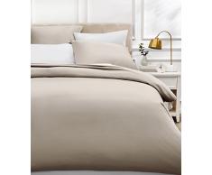 AmazonBasics - Juego de funda nórdica de satén de algodón de 400 hilos - 260 x 220 cm/ 50 x 80 cm x 2, Gris piedra