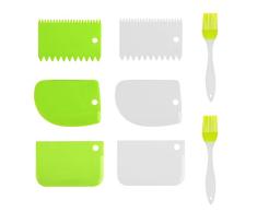 BELIOF 6 pcs Cortador de Masa Plástico para Pastel Raspador de Masa 3 Estilo Rasqueta Hornear para Pastel Tarta Galleta Accesorio de Cocina 2 pcs Cepillo de Silicona para Alimentos PanaderÃa