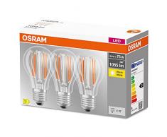 OSRAM LED Classic A75, lÃ¡mparas LED de filamento transparente de vidrio para E27, forma de bombilla, blanco cÃ¡lido (2700K), 1055 lÃºmenes, sustituye a las bombillas convencionales de 75W, caja de 3