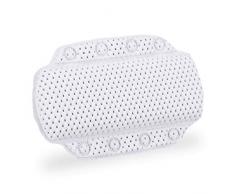 Relaxdays Almohada Bañera con Ventosas, CojÃn Baño, Reposacabezas, Hidromasaje, Gomaespuma, 19,5 x 30,5 x 3,5 cm, Blanco, 19.5 x 30.5 x 3.5 cm