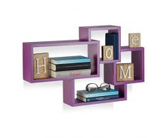 Relaxdays Estantería de Pared Flotante Decorativa, Madera MDF, Violeta, 42 x 69 x 12 cm
