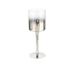 Boltze Grazia 1511700 - Portavelas (9 cm de diÃ¡metro, Color Plateado Transparente, decoraciÃ³n para Navidad/apartamento)