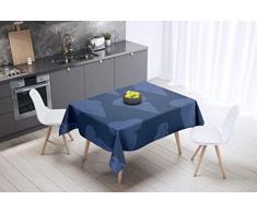 Bonamaison Decoración de Cocina, Poliéster, Antimoho, Secado rápido, Impermeable, Mantel, Azul, 140 x 140 Cm - Diseñado y Fabricado en TurquÃa