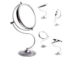HIMRY® 8 Espejo de Baño, 5X Aumento Espejo de Mesa para Afeitar y Maquillar, Cosmética Espejo, con Doble Caraï¼1x y 7X Ampliación, Rotación 360 Grados, 8 Pulgadas, 20cm, Plateado, KXD3103-5x