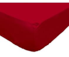 Soleil docre Sábana Bajera Jersey de algodón 90x190 cm roja