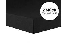 CelinaTex Lucina Sábanas Ajustables Revestimiento para Cama Boxspring algodón 2er-Set 90x200-100x200 cm Negro