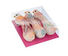 Artemio 13001064 Set 6 pájaros de decoración, pastel, 10 cm