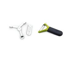 Joseph Joseph TriScale 40071 - Balanza de cocina, color blanco & Pelador, Acero Inoxidable, Verde, Centimeters