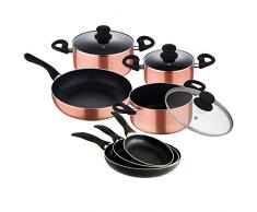 San Ignacio BaterÃa de Cocina 7 pcs Cobre + Set 3 Negro Alta de Ã26 x 6,5 cm y Ollas de Ã16 x 7,5, Ã20 x 9,5, y Ã24 x 11.5 cm sartenes 16x3,5 20x4,5 24x4,5 cms