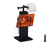 Relaxdays Juego de escobilla de Inodoro con Soporte para Rollos de Papel higiÃ©nico, Soporte para periÃ³dicos, de pie, Metal, 48,5 x 25,5 x 20 cm, Color Negro, M