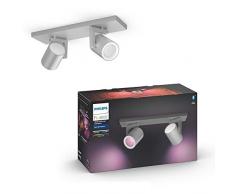 Philips Hue PlafÃ³n Argenta 2 Focos LED Inteligentes GU10, 5.7 W, Aluminio, Luz Blanca y Color, Compatible con Bluetooth y Zigbee, Posibilidad de Control por Voz
